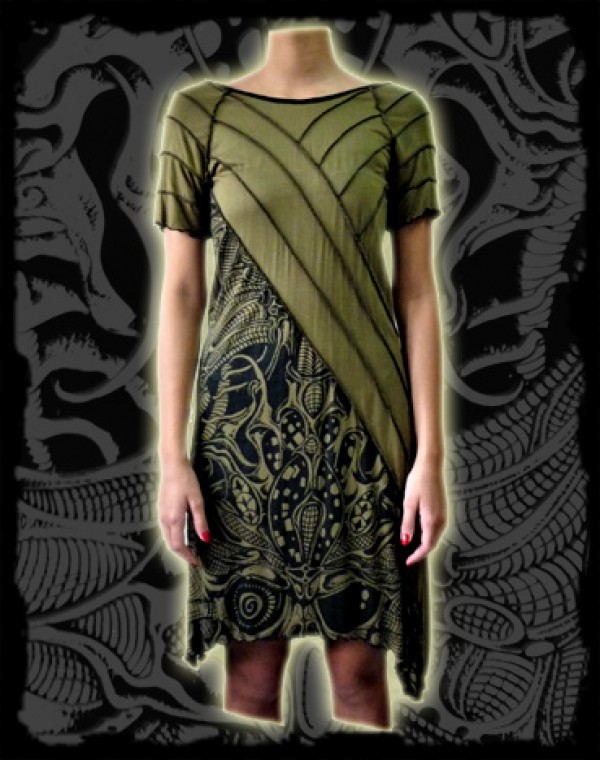 Athena Dress S/S Fullprint - Biomechanic Tribal print Nr. 224